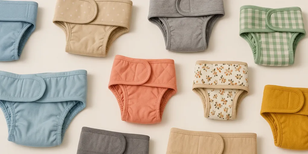 Dog diaper and incontinence products on clean neutral background