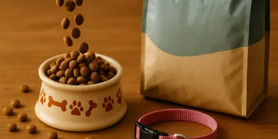 Small breed puppy eating kibble from a bowl sized for tiny dogs