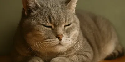Senior cat resting on warm surface in natural lighting
